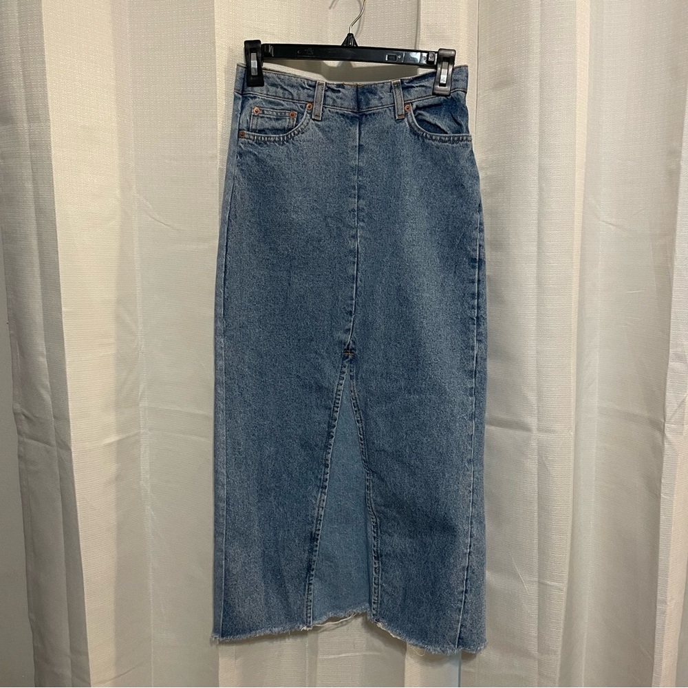 ZARA THE 90s PATCHWORK JEAN MAXI STRAIGHT DENIM SKIRT Y2K BOHOCORE‎ XS